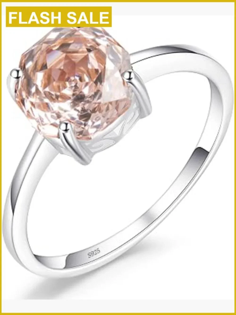 Octagonal Cut Solitaire Ring - Rose Gold Plated 925 Sterling Silver Wedding Band